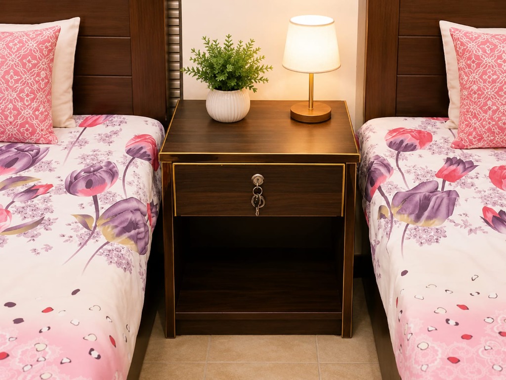 Twin Beds with Floral Sheets