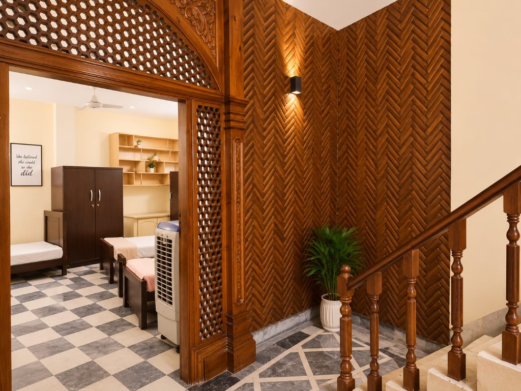 Hallway with Wooden Archway